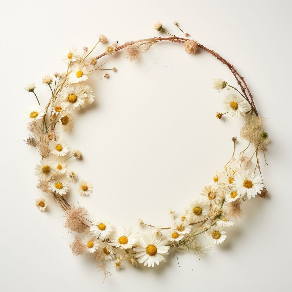 Real Pressed daisy flower jewelry wreath.