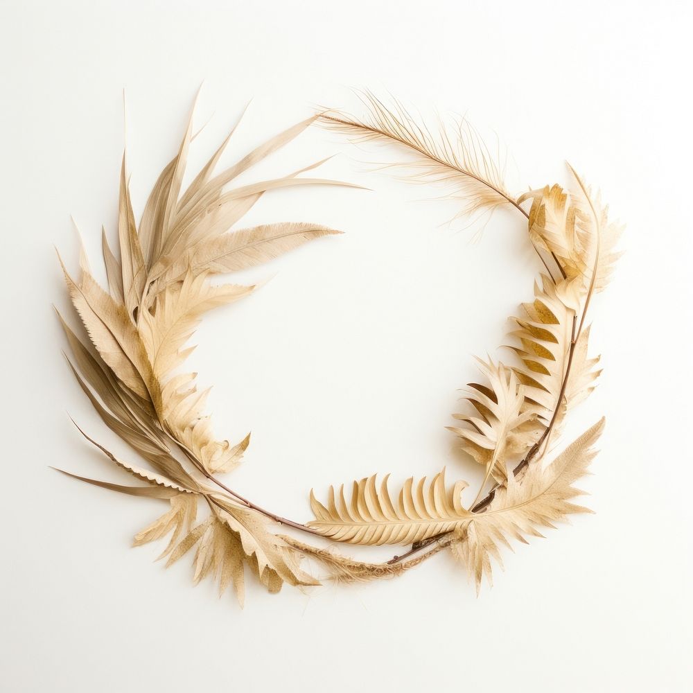Real Pressed palm leaves wreath plant celebration.