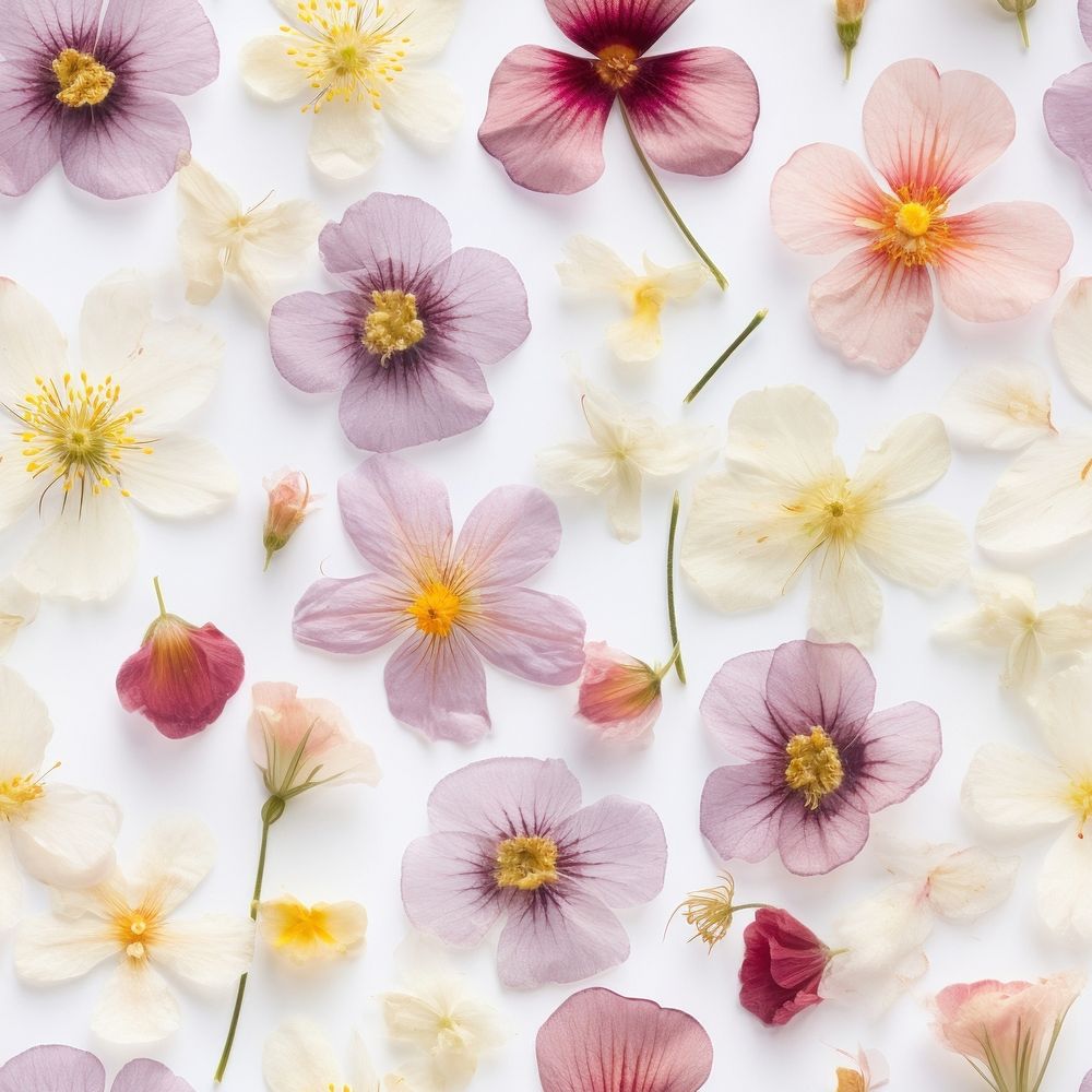 Real Pressed spring flowers pattern backgrounds blossom petal.
