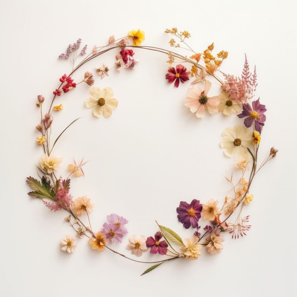 Real Pressed spring flowers wreath plant celebration.