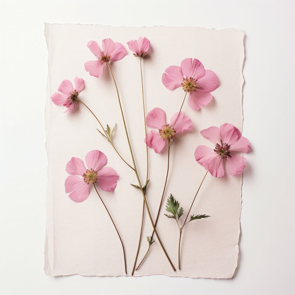 Real Pressed pink flowers petal plant paper.