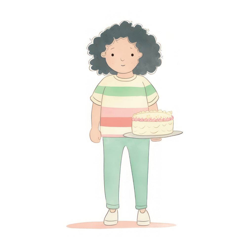 Girl holding cake athlete character dessert child food.
