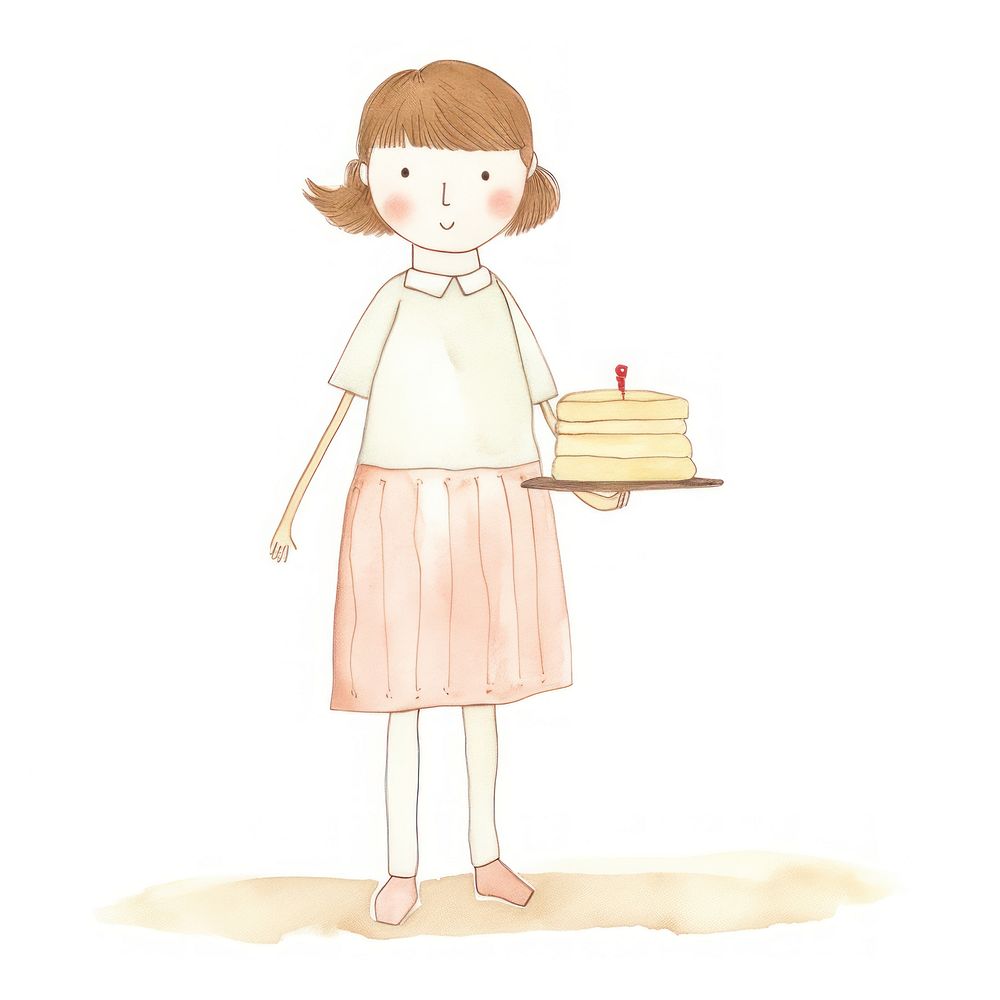 Girl holding cake athlete character dessert child happiness.