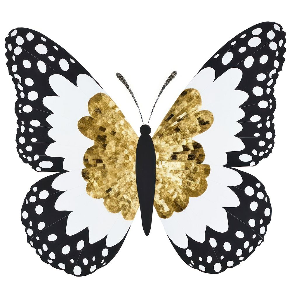 Butterfly shape ripped paper animal insect white background.