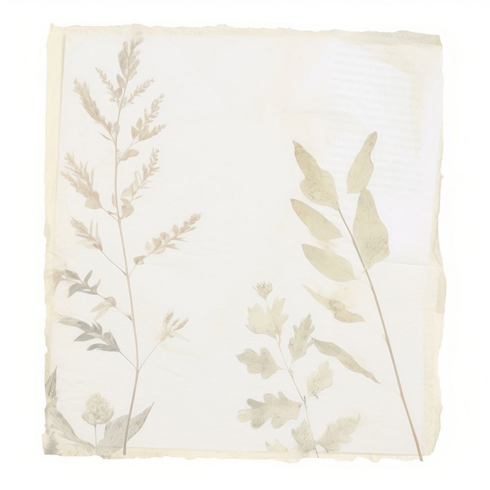 Botanical ripped paper pattern white background rectangle.