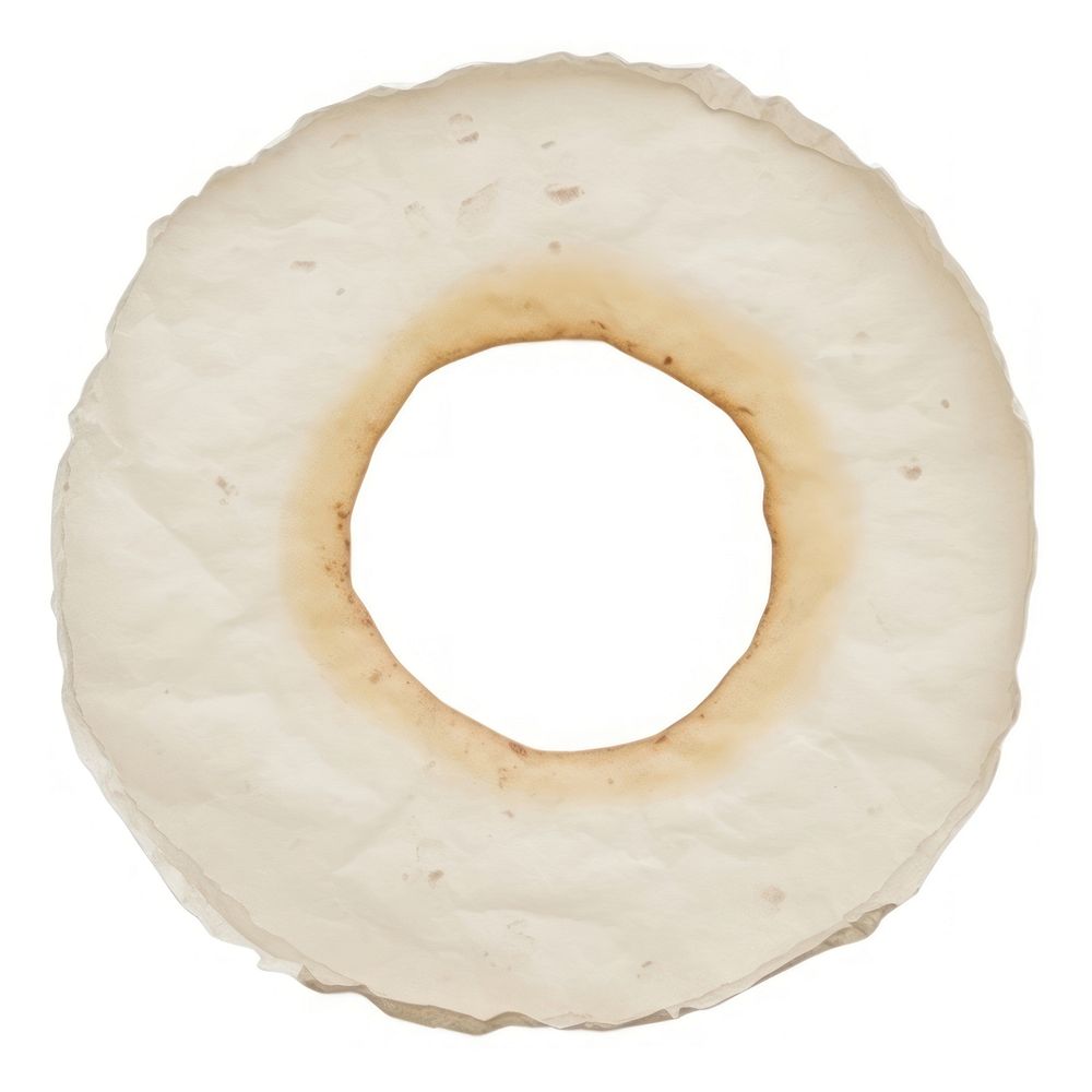 Donut ripped paper bagel food white background.