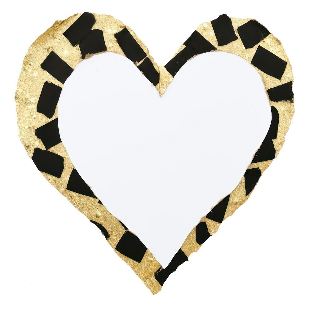 Heart shape ripped paper white background rectangle pattern.