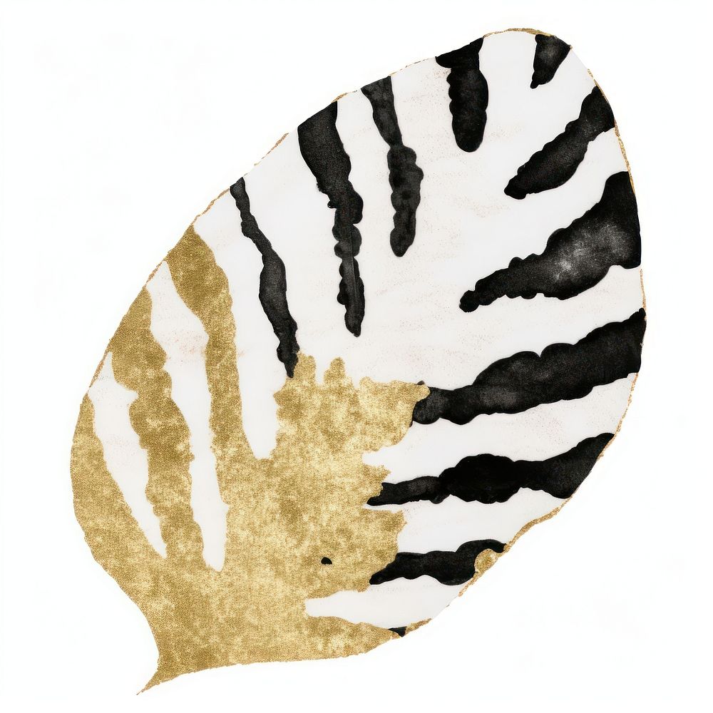 Leaf shape ripped paper white background striped pattern.