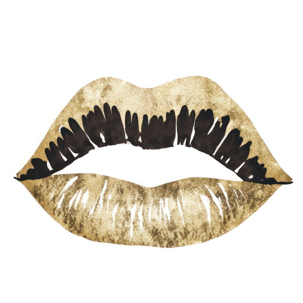 Lips shape ripped paper white background moustache lipstick.