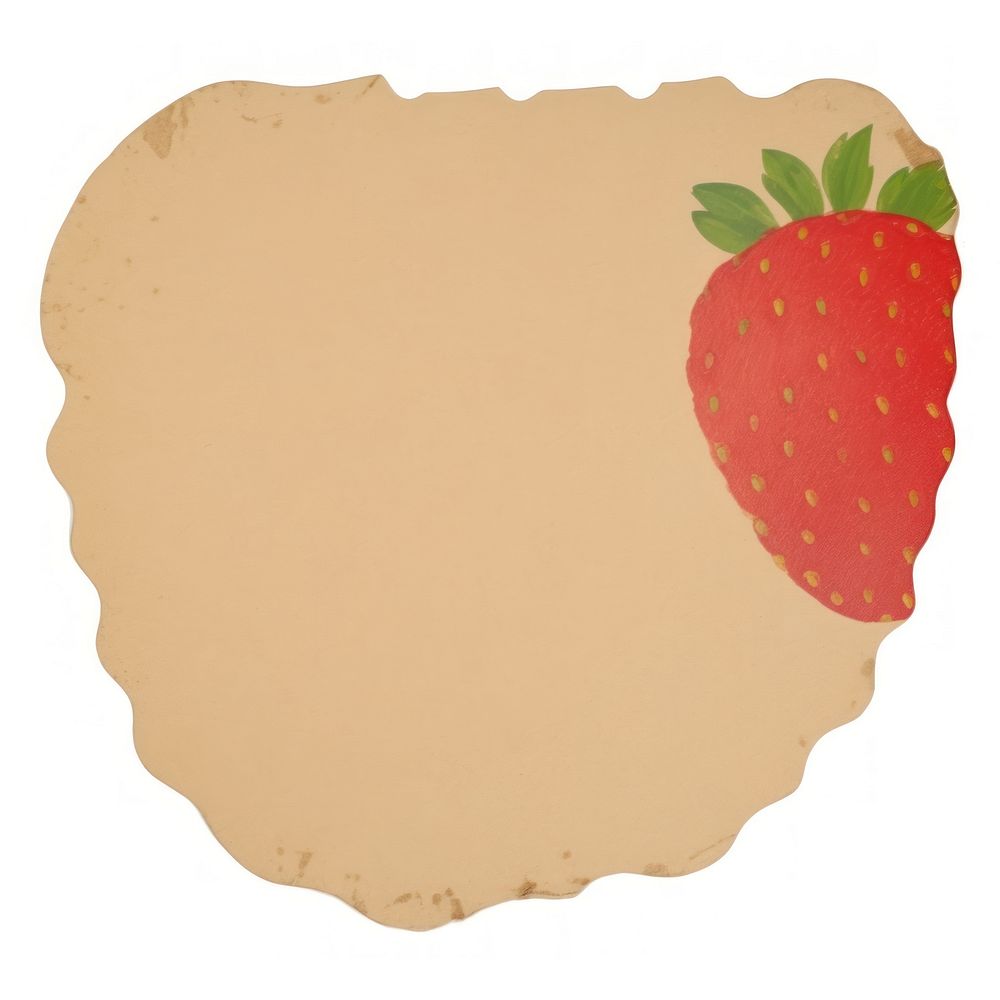 Strawberry shape ripped paper fruit food white background.