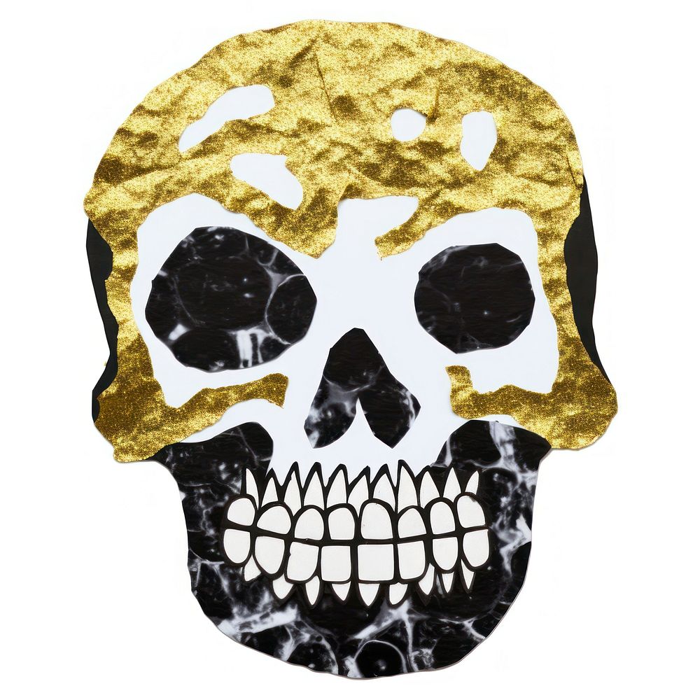 Skull ripped paper gold white background creativity.