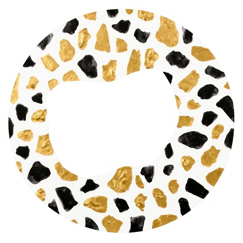 Terrazzo in circle shape ripped paper gold white background dishware.