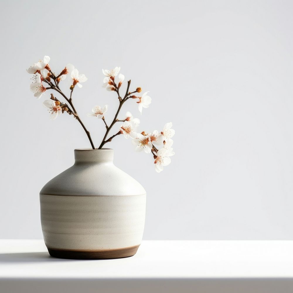 A minimal off-white flower jar pottery porcelain plant.