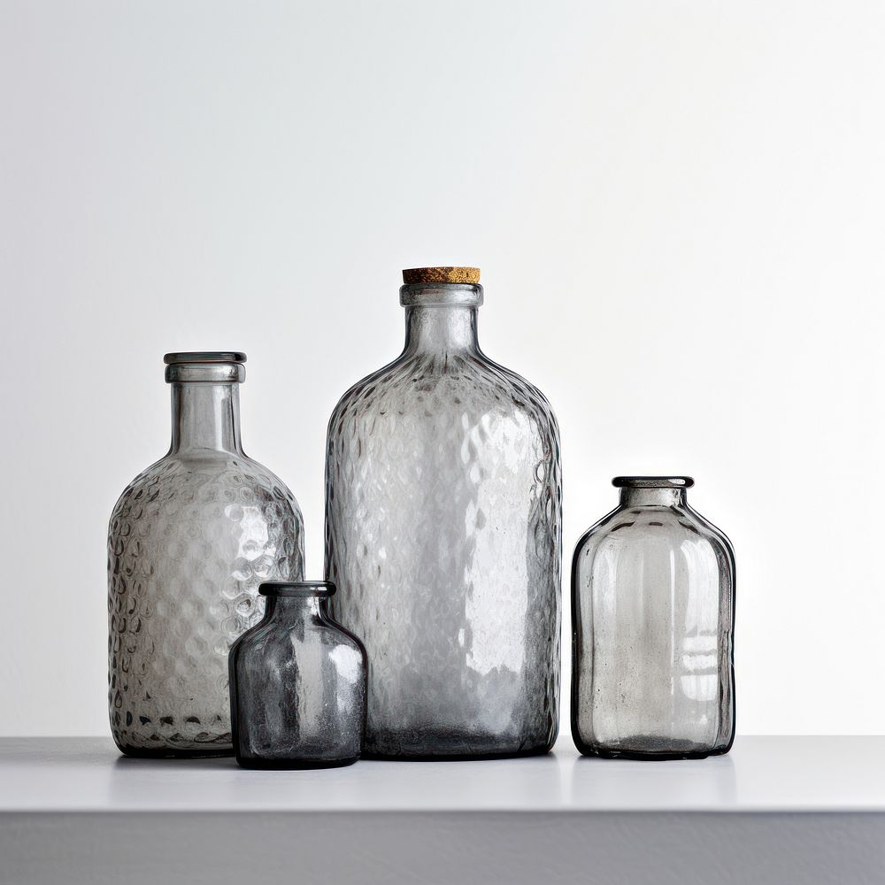 Scandinavian Nordic Chic European Glass Gray Storage Jar Bottles pottery bottle glass.