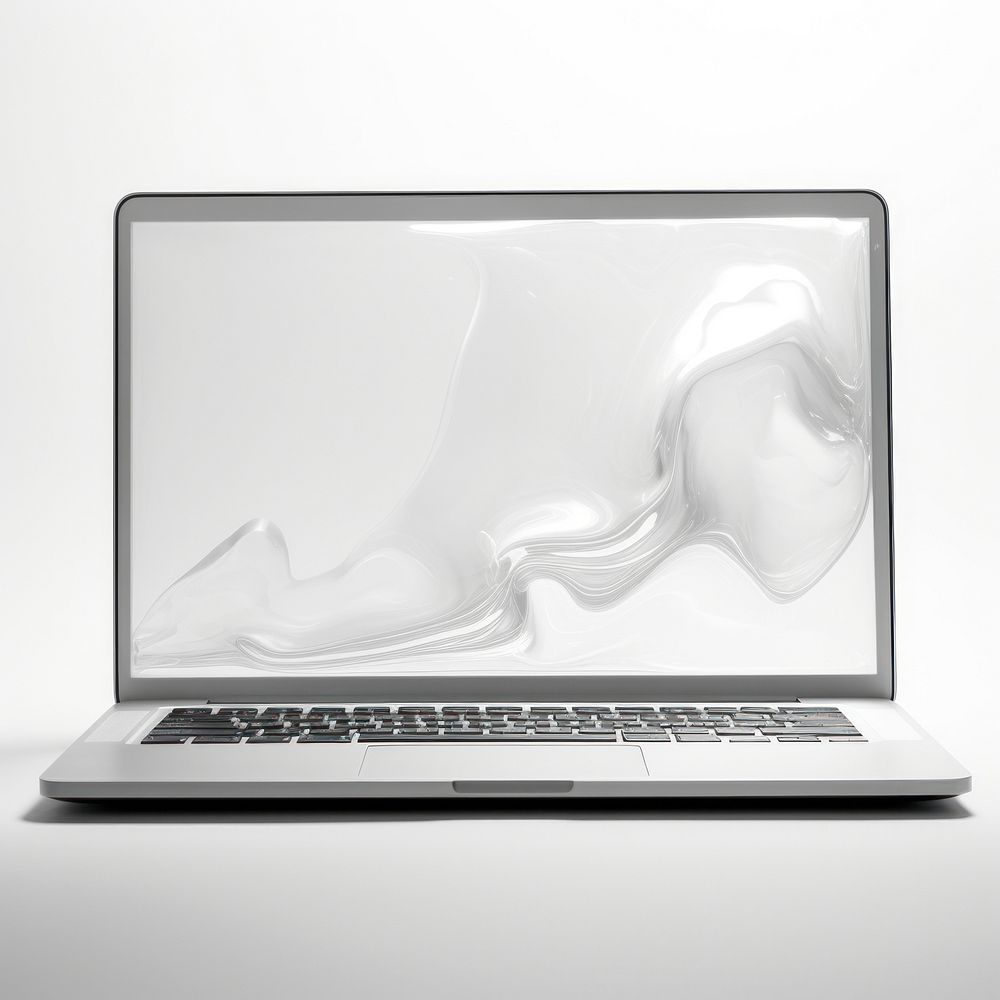 A laptop computer white portability.