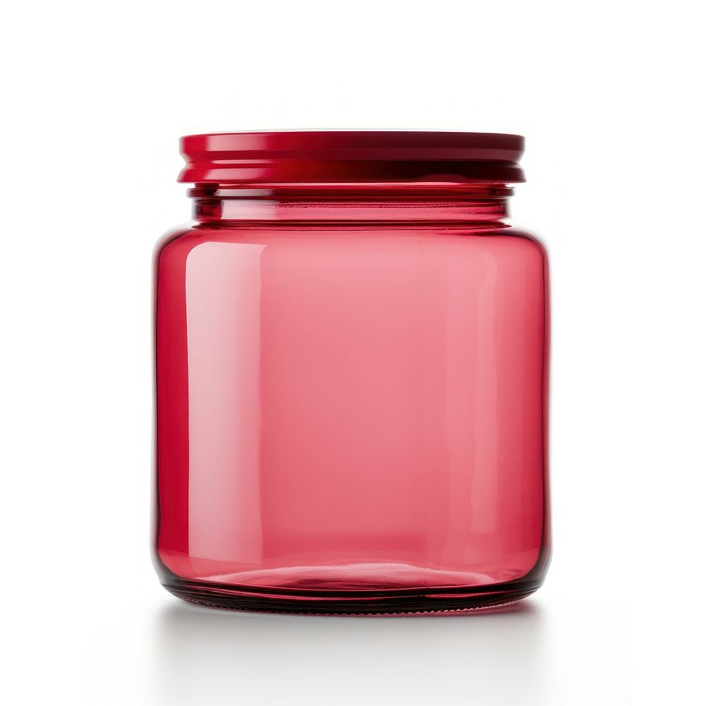 Red color jar white background container.