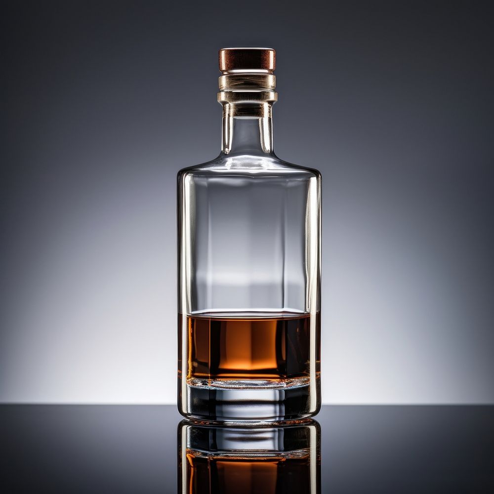 Modern vodka bollte in dark brown perfume bottle whisky.