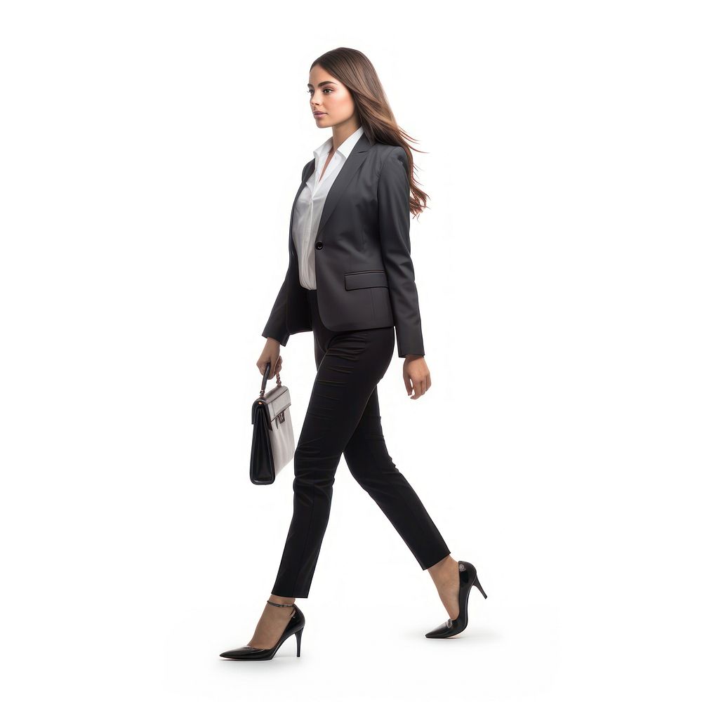A bussiness woman walking footwear blazer jacket.