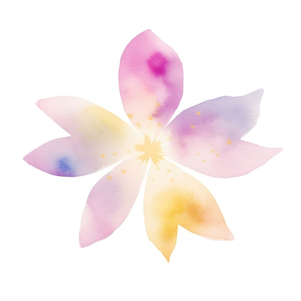 Watercolor brush stroke flower and glitter petal plant inflorescence. AI generated Image by rawpixel.