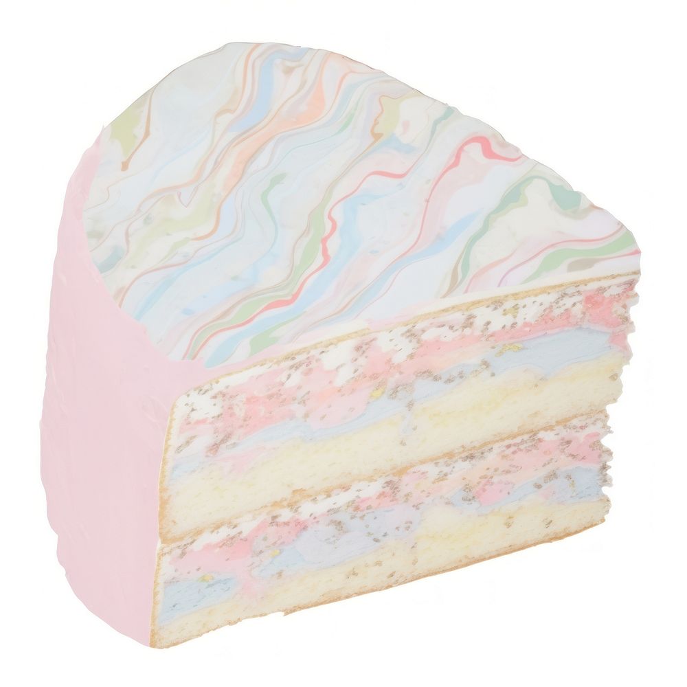 Cake marble distort shape dessert food white background.