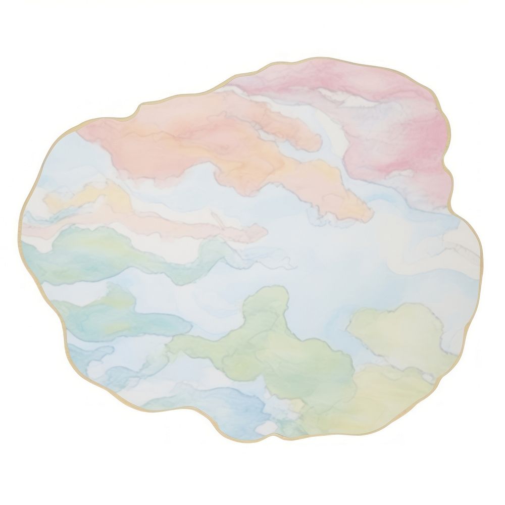 Cloud marble distort shape painting art white background.