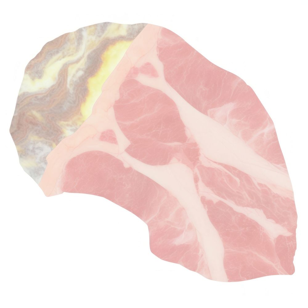 Beef slice marble distort shape white background capicola biology.