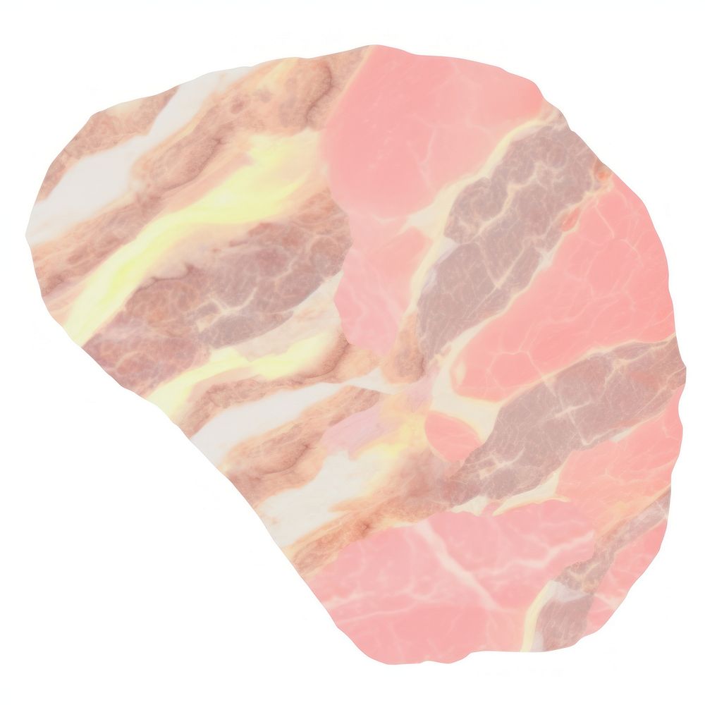 Beef slice marble distort shape meat pork white background.