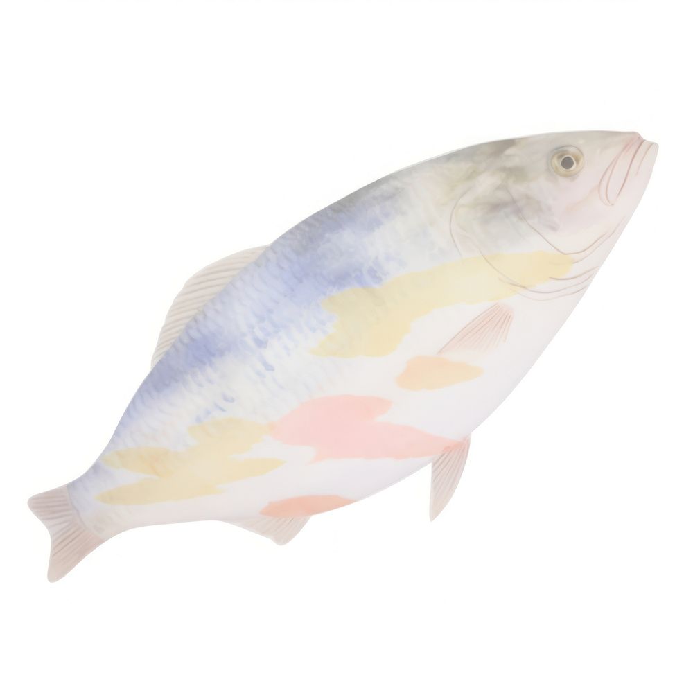 Fish shaped marble distort animal white background underwater.