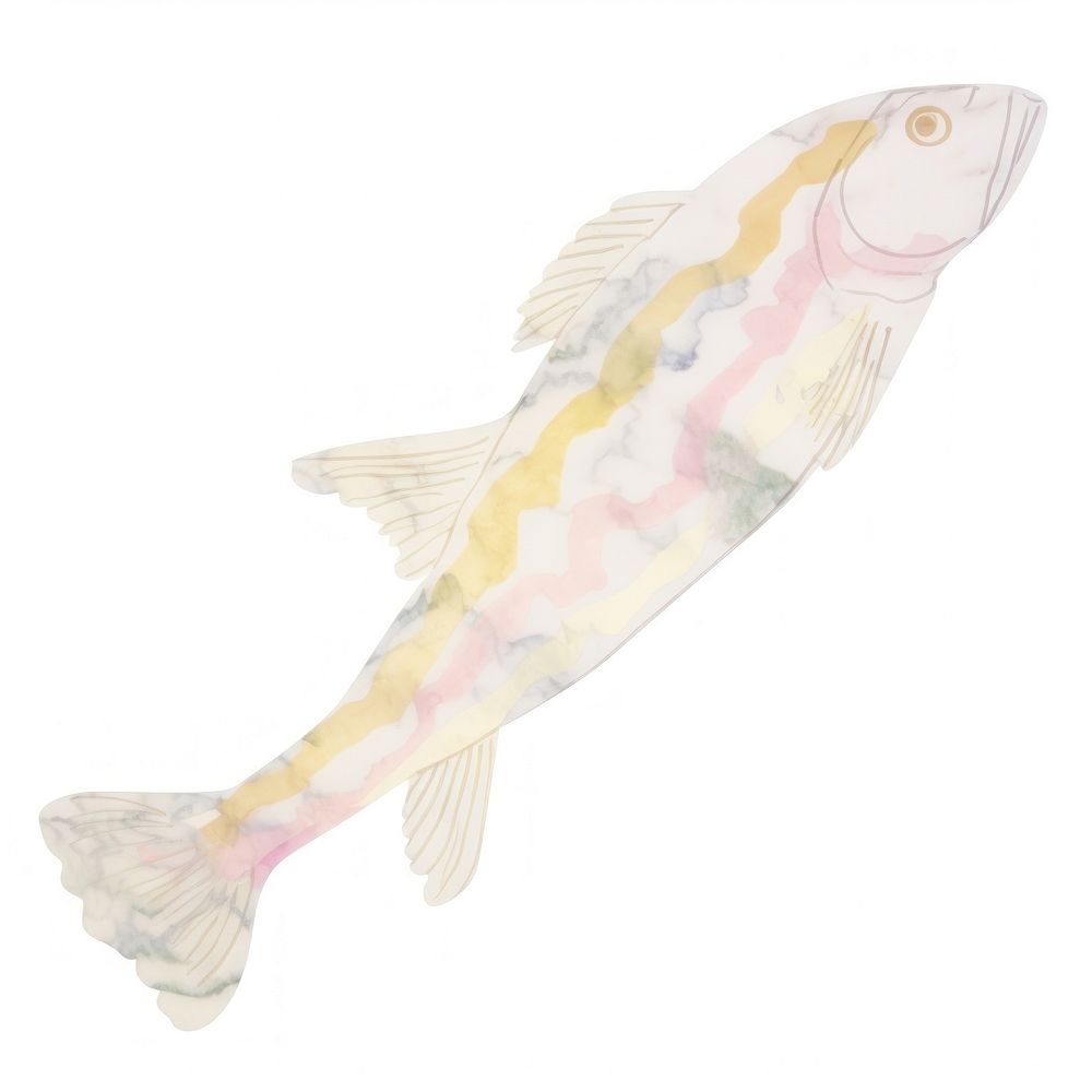 Fish shaped marble distort animal carp white background.