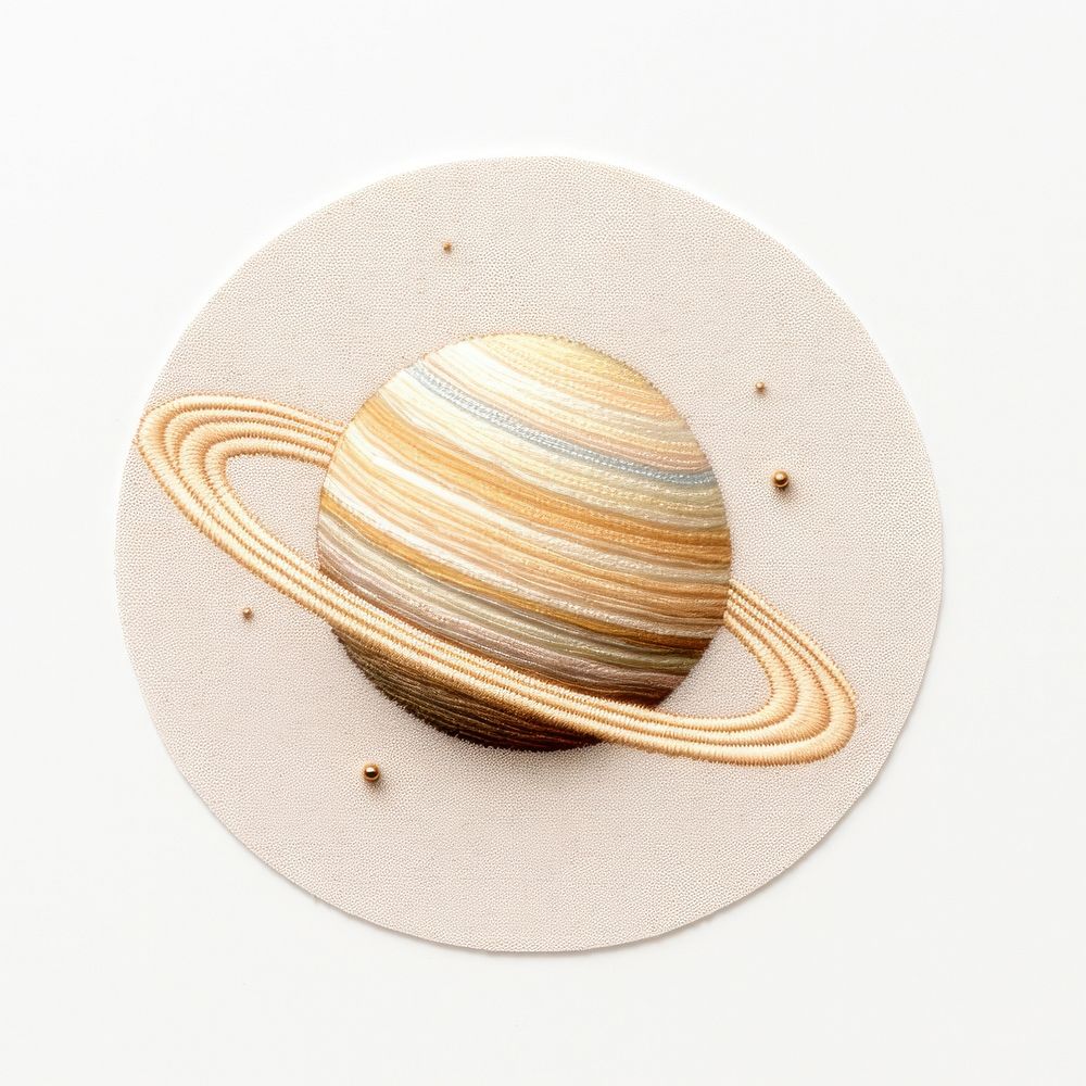 Saturn in embroidery style space accessories astronomy.