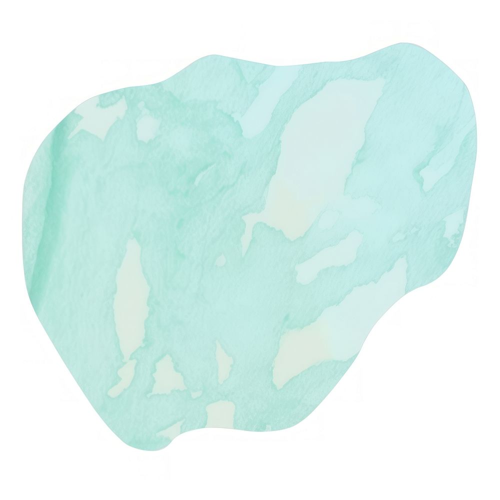 Turquiose marble distort shape turquoise paper white background.