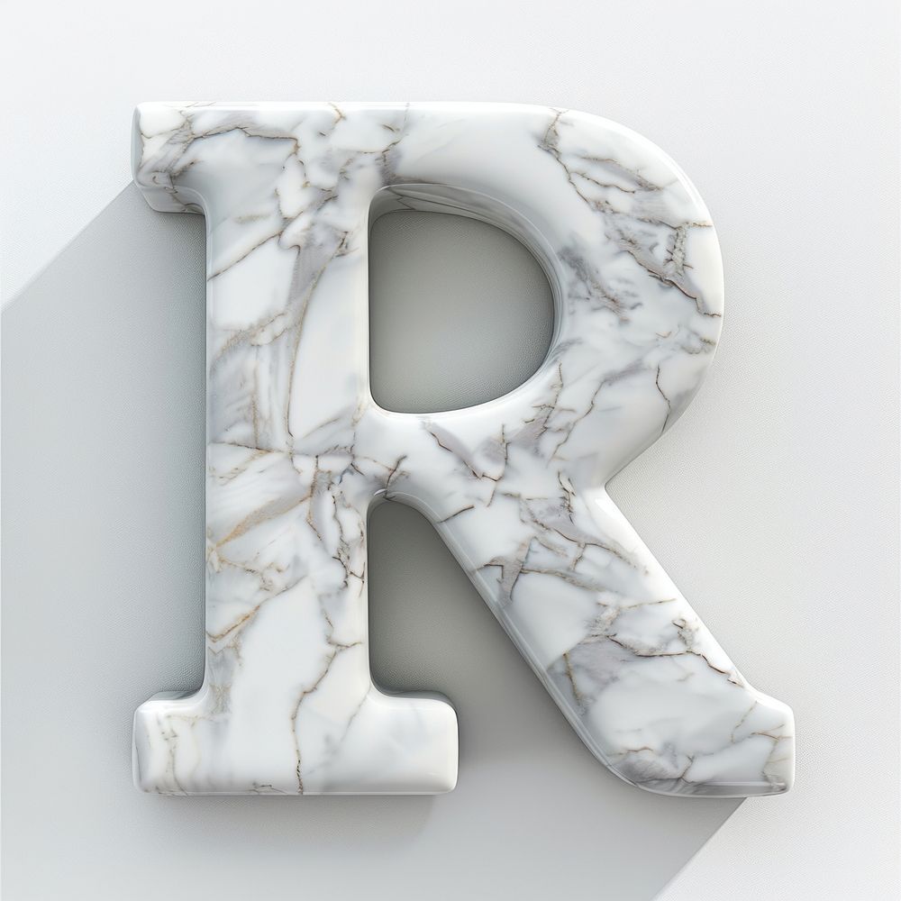 Letter R marble number symbol.