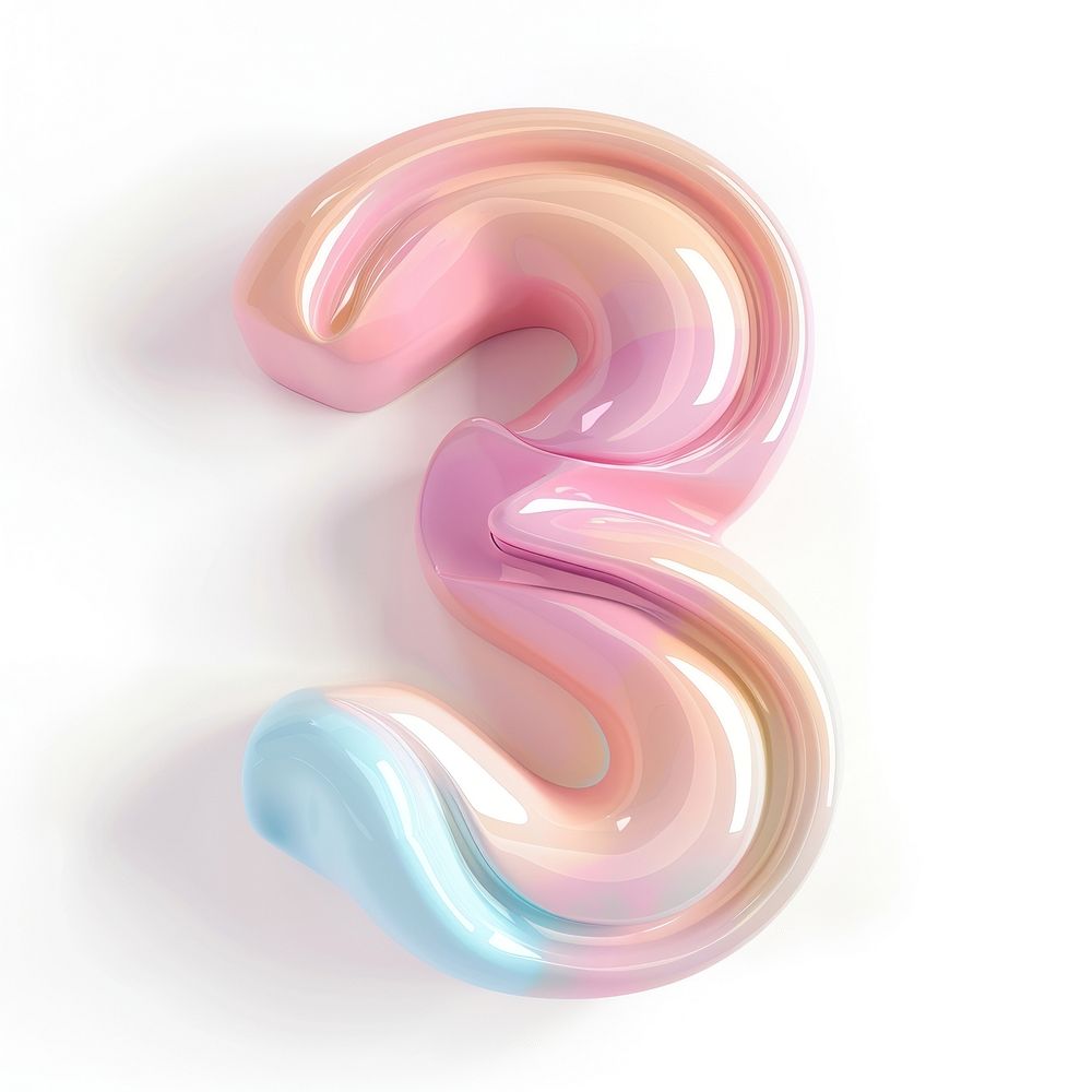 Number 3 curve shape white background.
