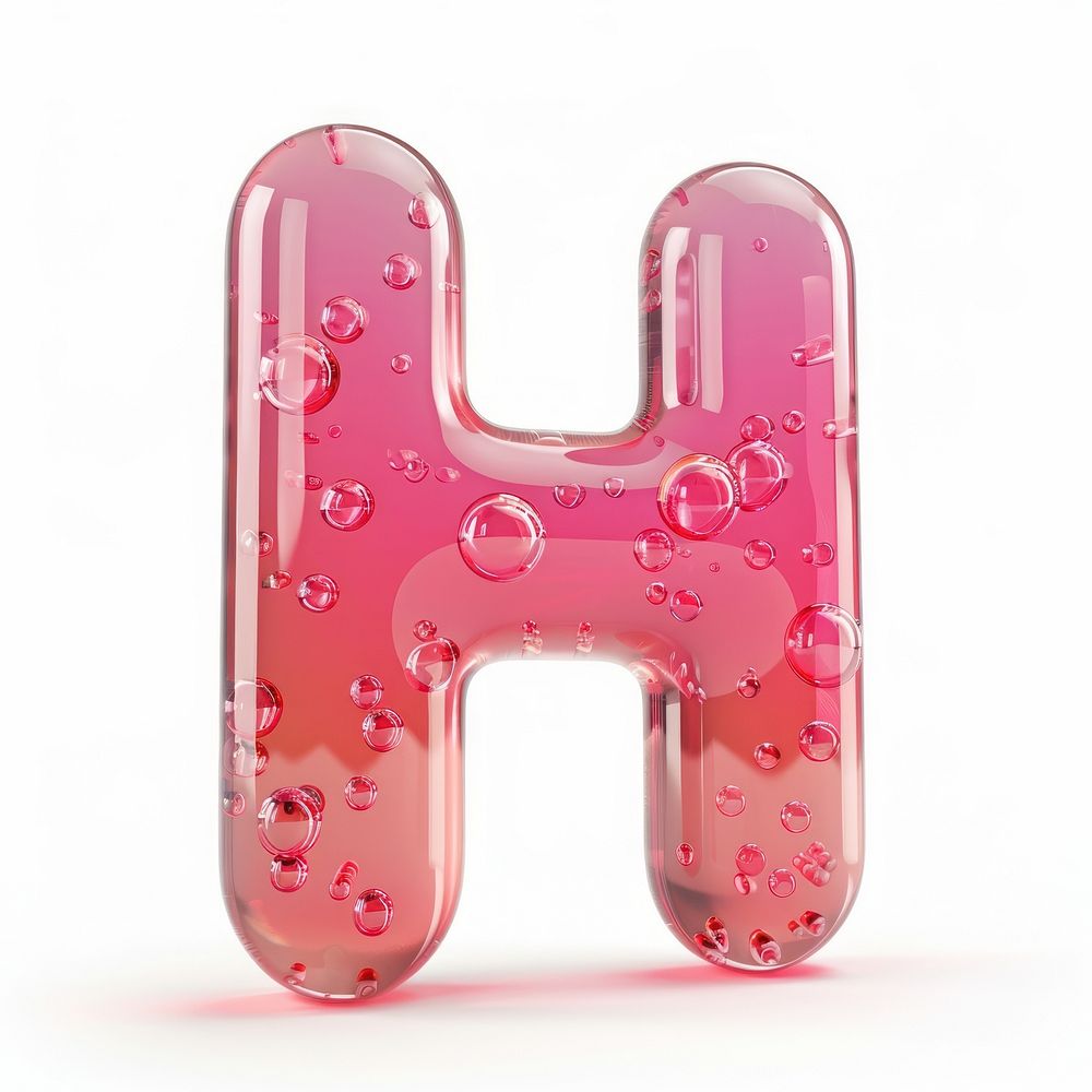 Letter H pink red white background.