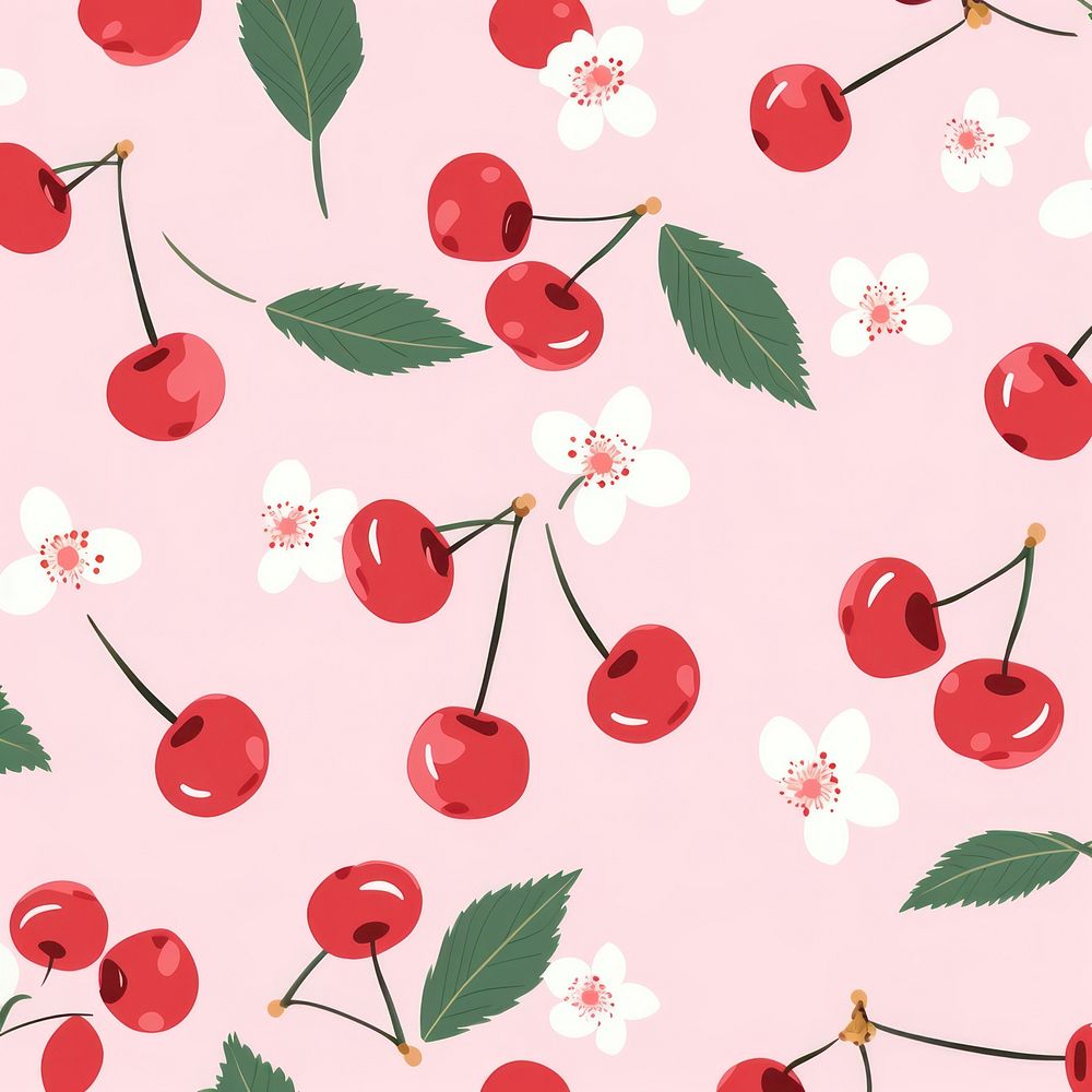 Cute simple cherry pattern plant food backgrounds.