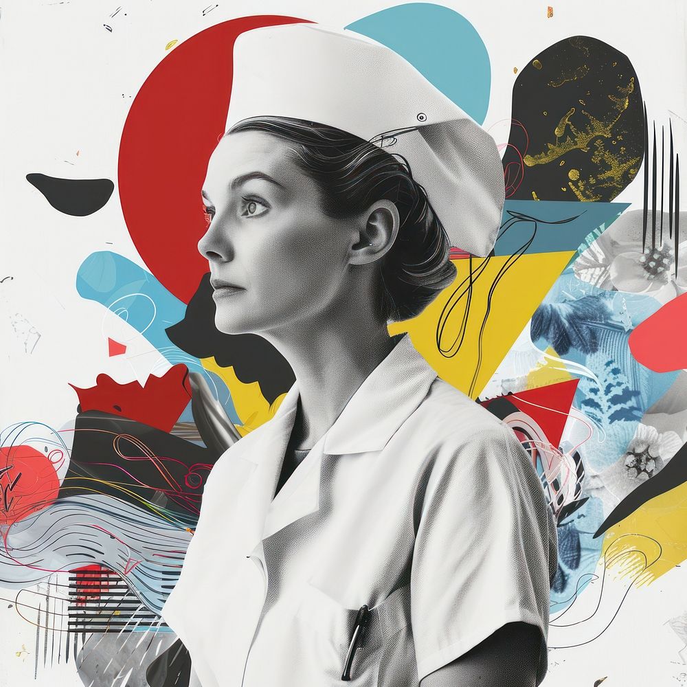 Paper collage nurse art portrait | Free Photo Illustration - rawpixel