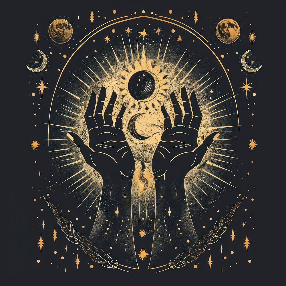 Esoteric symbol hand illuminated.