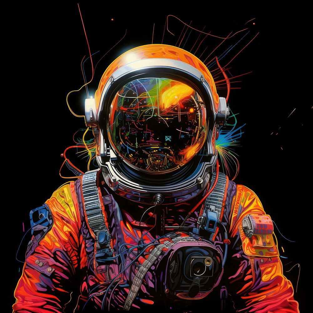 Astronaut space black background futuristic.