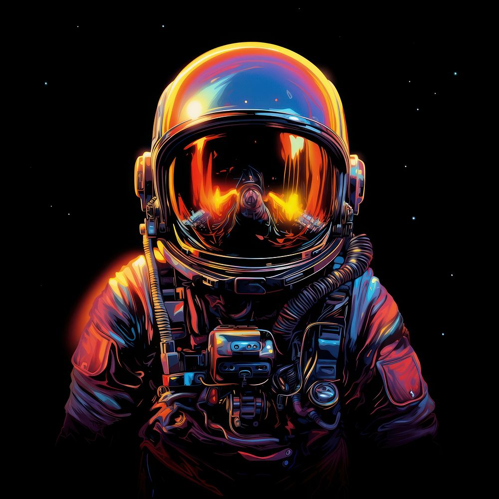 Astronaut helmet illuminated futuristic.
