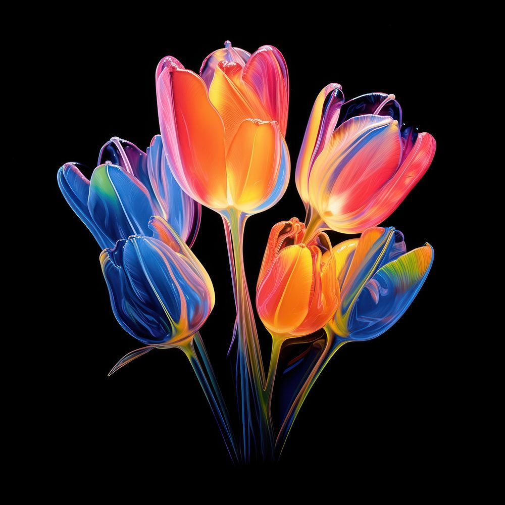 Bunch of tulip flower plant art.