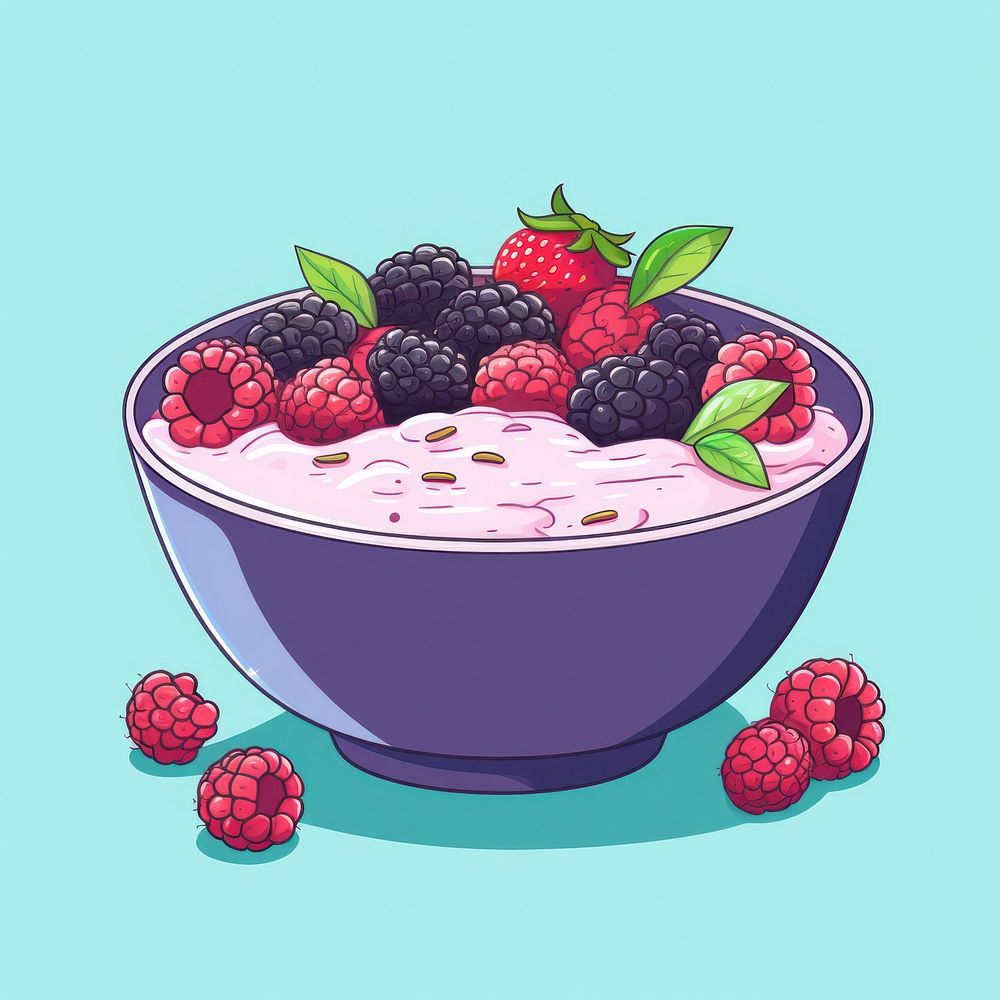 Acai berry smoothie bowl raspberry dessert fruit.