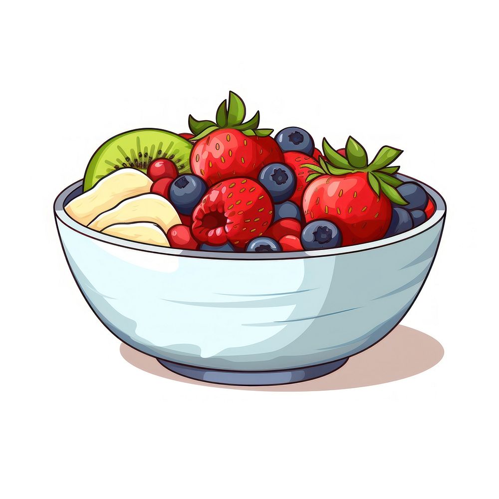 Fruity smoothie bowl strawberry blueberry plant.