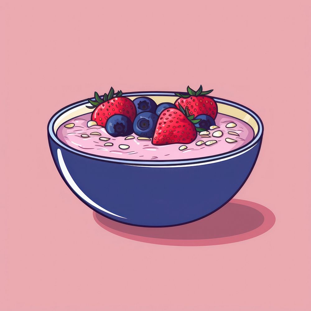 Acai berry smoothie bowl strawberry blueberry fruit.