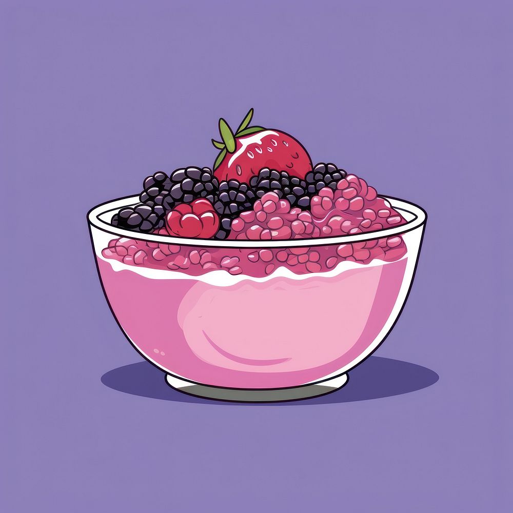 Acai berry smoothie bowl raspberry blueberry dessert.