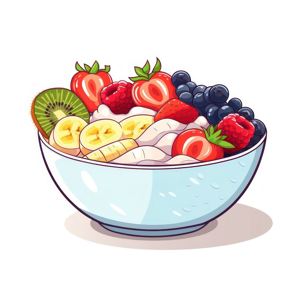 Fruity smoothie bowl strawberry blueberry raspberry.