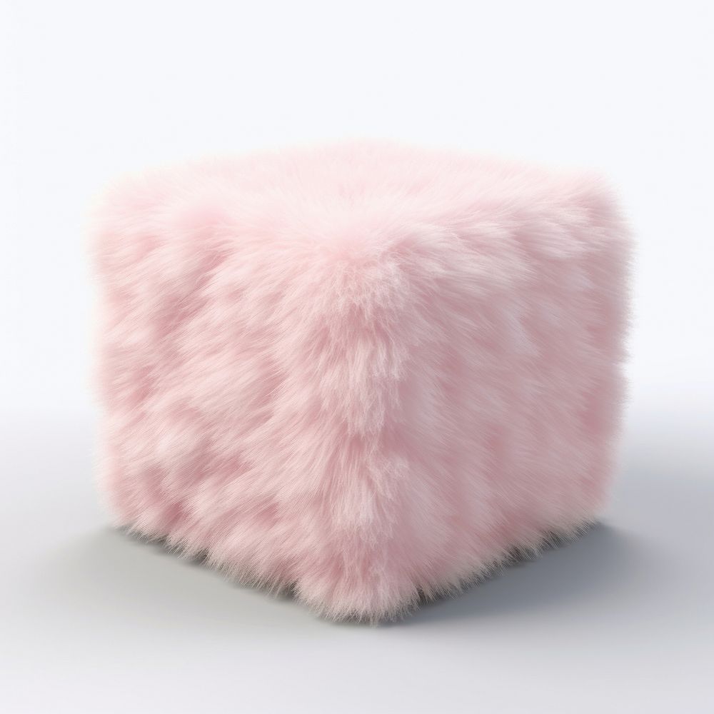 Fluffy ox fur cuboid furniture softness textile.