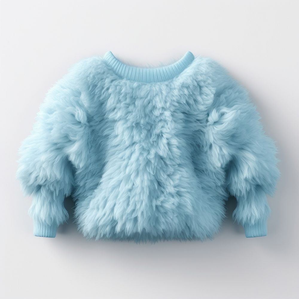 Fluffy blue sweater fur sweatshirt outerwear.