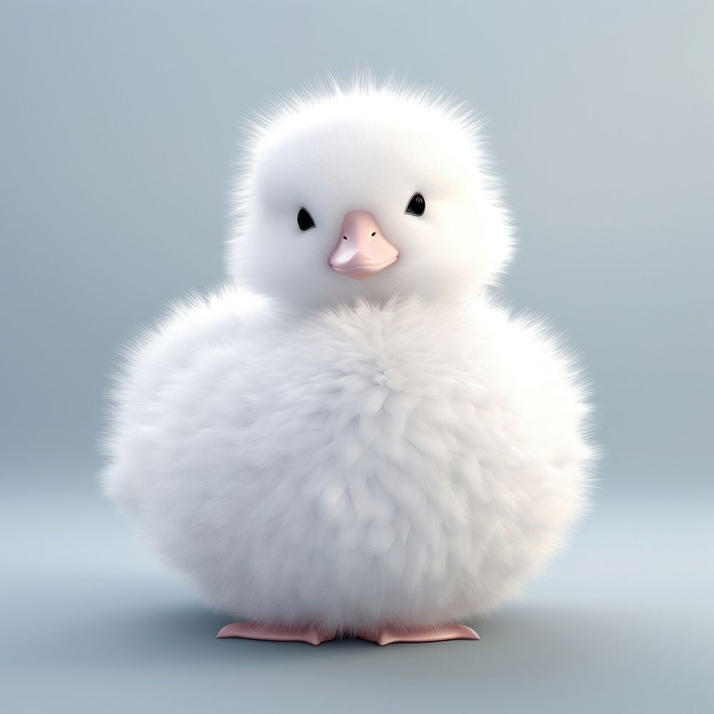 Fluffy fur white duck animal bird beak.
