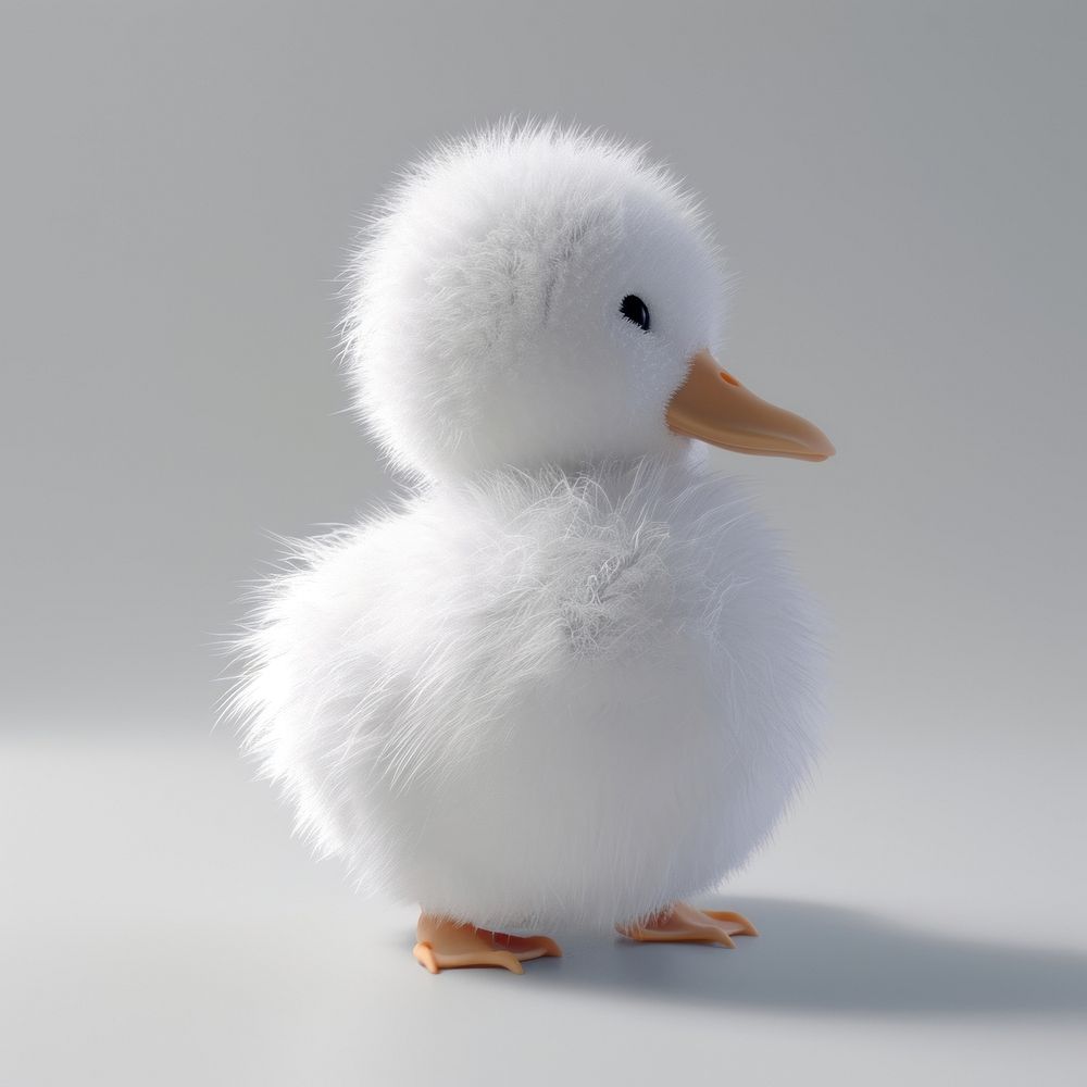 Fluffy fur white duck animal bird beak.