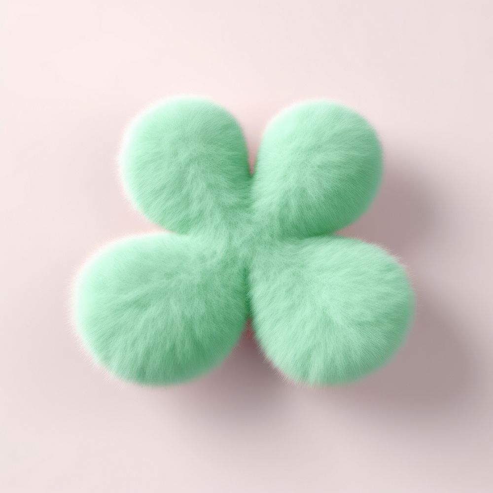 Fluffy fur clover leaf turquoise softness textile.